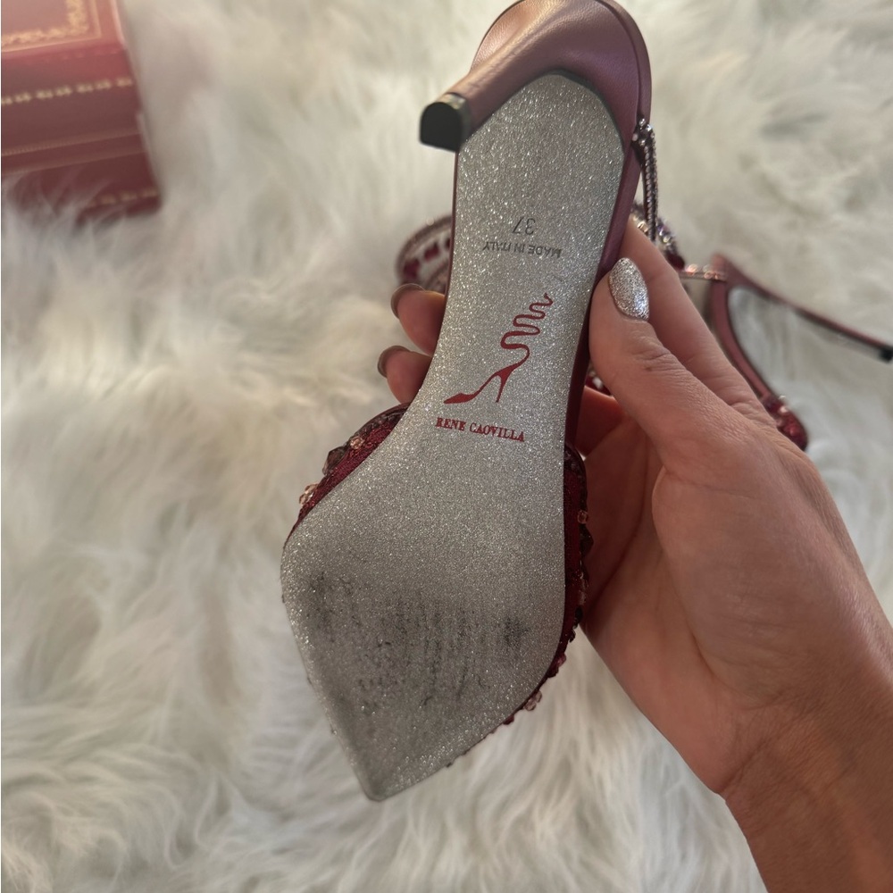 Rene Caovilla Red Embellished Heels - Picture 5 of 7